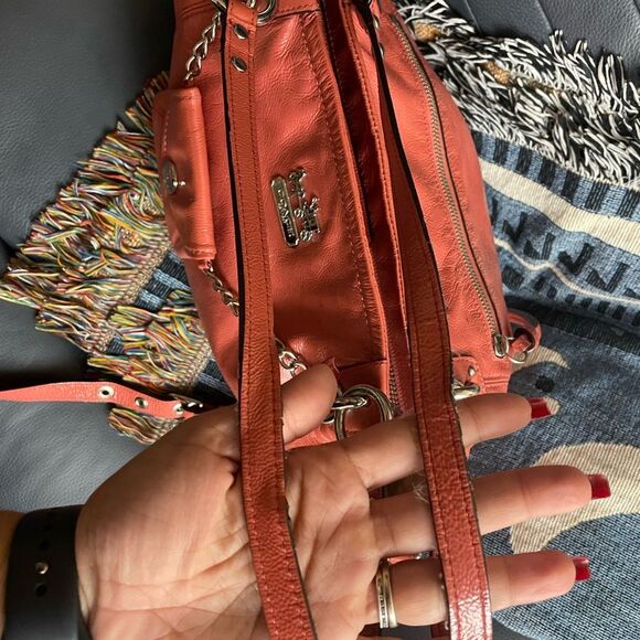 Coach coral/apple charm tote Leather handBag 14925 - Picture 8 of 12